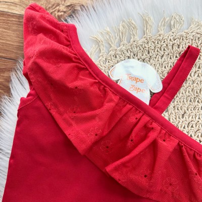 Conj. Blusa e Short em Lese Floral - Vermelho